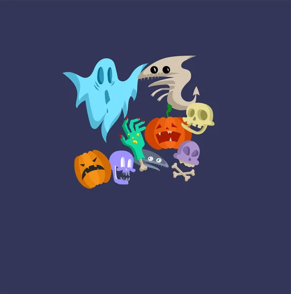 Icono vectorial y decoración de elementos para feliz Helloween — Archivo Imágenes Vectoriales