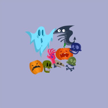 Mutlu Helloween için vektör simgesi ve öğe dekorasyon