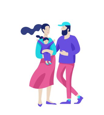 Aile harcamak zaman birlikte, mutlu anne çocuklu. Vektör insanlar karakter