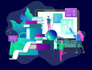 İş bloglama, eğitim kavramı vektör çizim