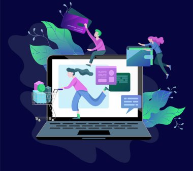 Açılış sayfası şablonu Online alışveriş. Web sayfasının modern düz tasarım konsepti