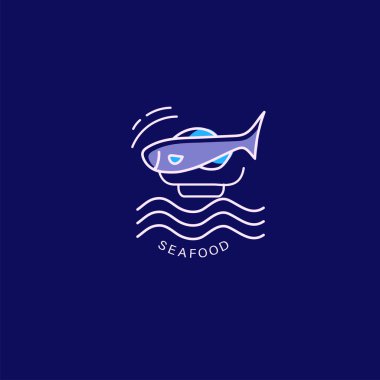 Vektör simgesi ve deniz ürünleri restoran veya kafe için logo