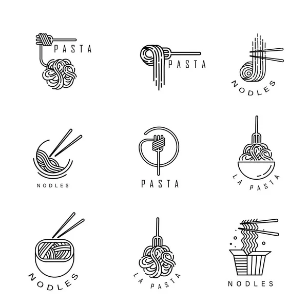 Ícone de vetor e logotipo para massas ou macarrão italiano — Vetor de Stock