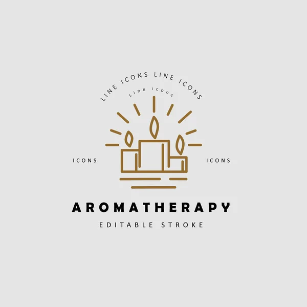 Εικονίδιο του φορέα και το λογότυπο για την αρωματοθεραπεία. Επεξεργάσιμη περίγραμμα πινελιάς — Διανυσματικό Αρχείο