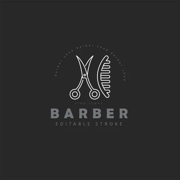 Ícone de vetor e logotipo para barbearia e salão de beleza — Vetor de Stock