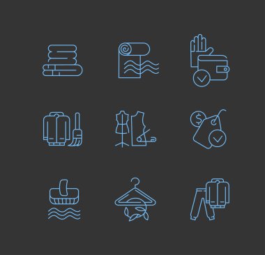 Vektör simgesi ve Çamaşırhane ve kuru clinning için logo. Düzenlenebilir anahattı kontur