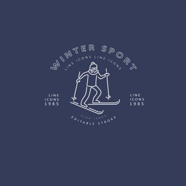 Vektör simgesi ve snowboard ve kayak veya diğer kış sporları için logo