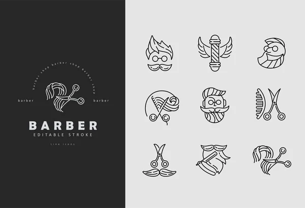 Ícone de vetor e logotipo para barbearia e salão de beleza — Vetor de Stock