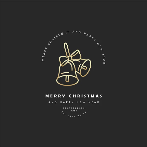 Vektorové ikony a logo oslav Veselé Vánoce a šťastný nový rok — Stockový vektor