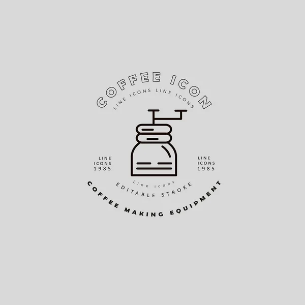 Icono del vector y logotipo para el equipo de fabricación de café — Vector de stock