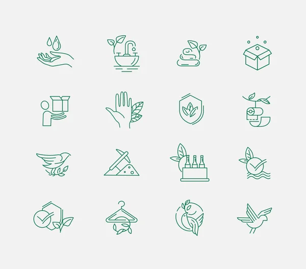 Vektorové ikony a loga pro ochranu životního prostředí a recyklace — Stockový vektor