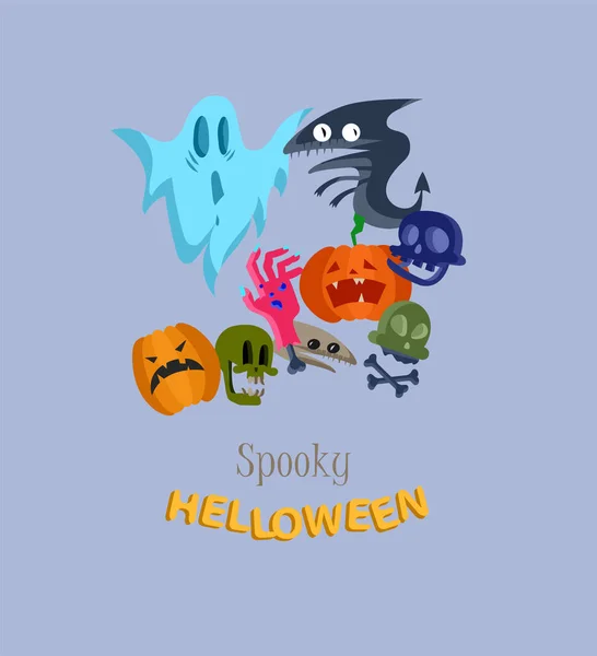 Icono vectorial y decoración de elementos para feliz Helloween — Archivo Imágenes Vectoriales