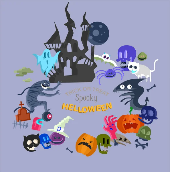 Icône vectorielle et décoration d'éléments pour Helloween heureux — Image vectorielle