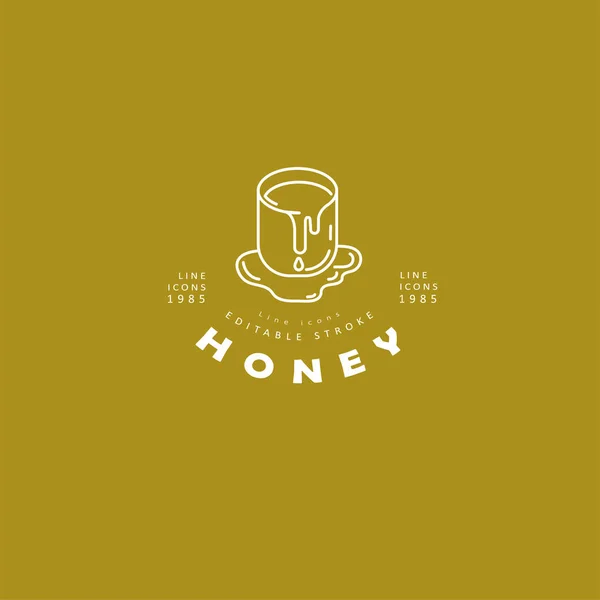 Icono vectorial y logo miel. Tamaño del trazo del contorno editable — Archivo Imágenes Vectoriales