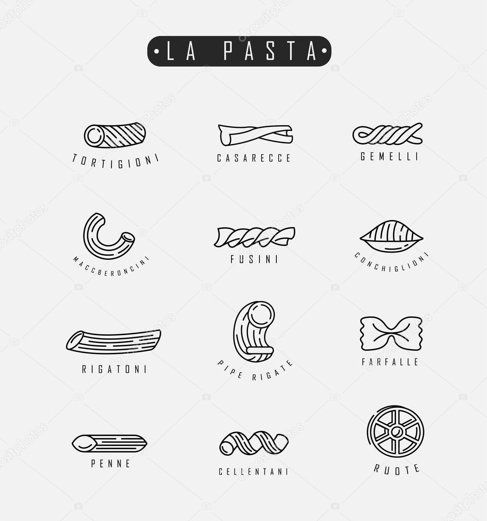 Vector icon and logo for italian pasta or noodles