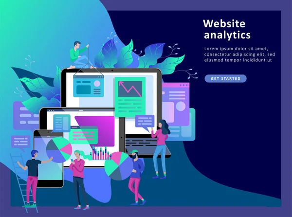 Concepto vector ilustración de negocios, análisis de los trabajadores de oficina — Vector de stock