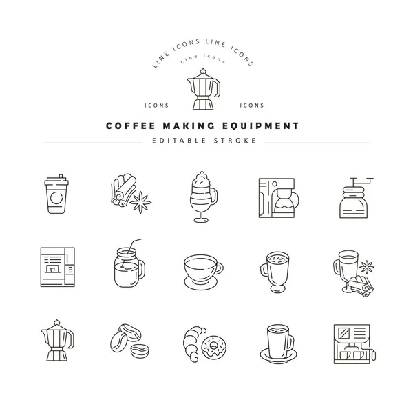 Ícone de vetor e logotipo para equipamentos para fabricação de café — Vetor de Stock