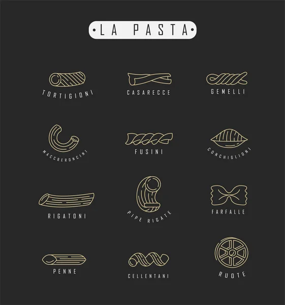 Icône vectorielle et logo pour pâtes ou nouilles italiennes — Image vectorielle