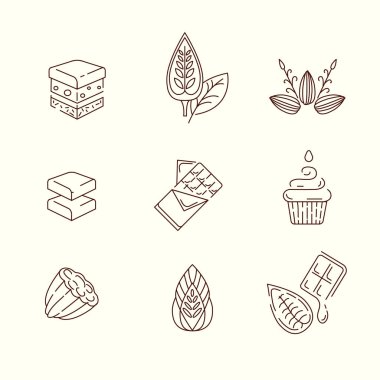 Vektör simgesi ve çikolata ve tatlı için logo