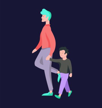 Vektör insanlar karakter. Baba ve onu birlikte vakit çocuk