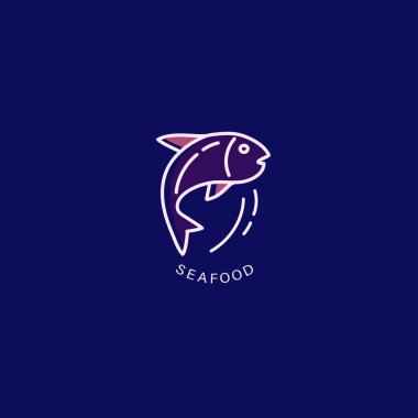 Vektör simgesi ve deniz ürünleri restoran veya kafe için logo