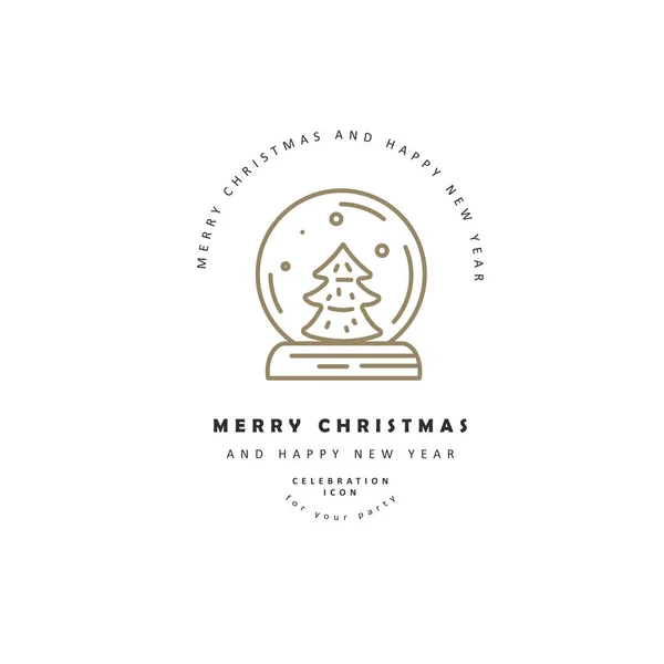 ベクトル アイコン、ロゴお祝いメリー クリスマスと新年あけましておめでとうございます — ストックベクタ