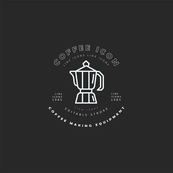 Icono del vector y logotipo para el equipo de fabricación de café — Archivo Imágenes Vectoriales