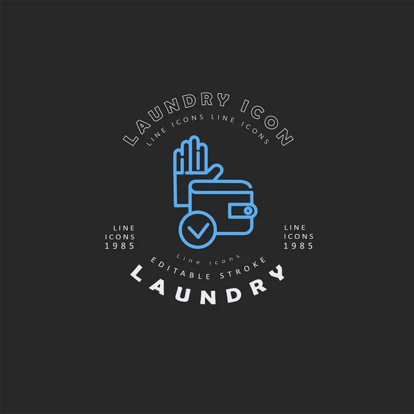 Icono vectorial y logotipo para la lavandería y el clinning en seco. Carrera de contorno editable — Archivo Imágenes Vectoriales
