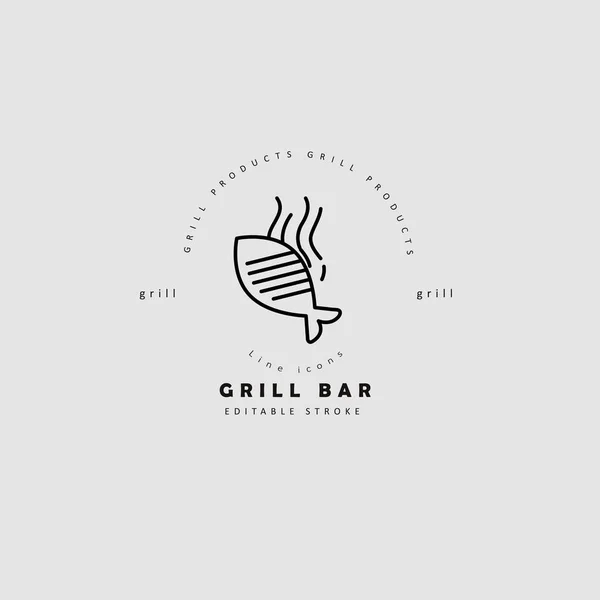 Vektor-Symbol und Logo für Fleisch und Grill Café oder Restaurant — Stockvektor