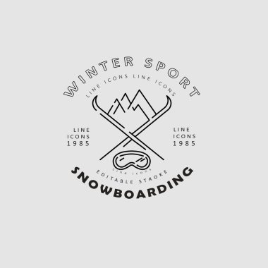 Vektör simgesi ve snowboard ve kayak veya diğer kış sporları için logo