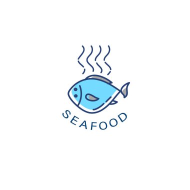 Vektör simgesi ve deniz ürünleri restoran veya kafe için logo
