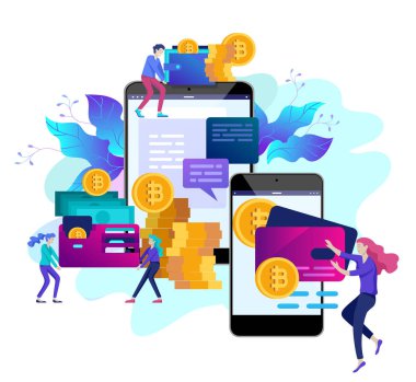 İnsanlar, analistler ve çalışan yöneticilerinin cryptocurrency ve blockchain kompozisyonu