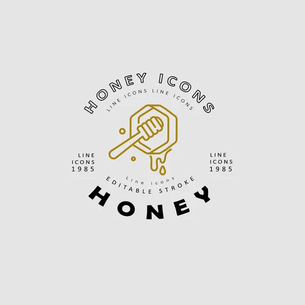 Icono vectorial y logo miel. Tamaño del trazo del contorno editable — Archivo Imágenes Vectoriales