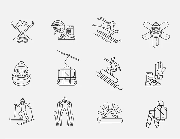 Vektör simgesi ve snowboard ve kayak veya diğer kış sporları için logo — Stok Vektör