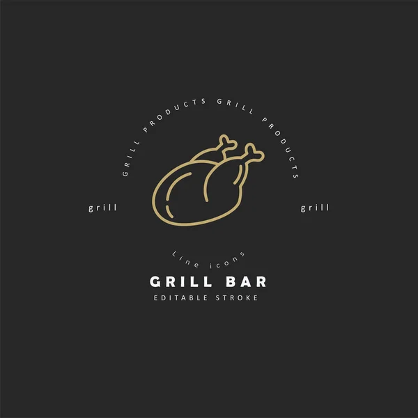 Vektorové Ikony Loga Pro Maso Gril Restauraci Café Nebo Steak — Stockový vektor