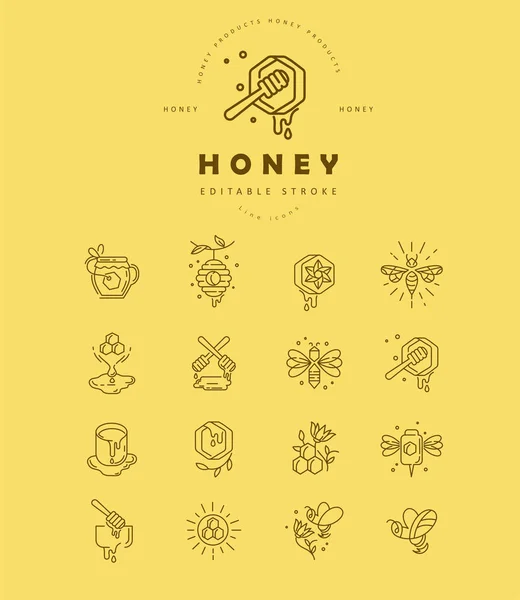 Vektor symbol och logotyp honung. Redigerbara översikt stroke storlek — Stock vektor