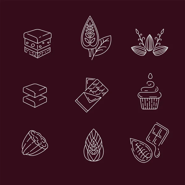 Vektorové ikony a loga pro čokoládu a sladké — Stockový vektor