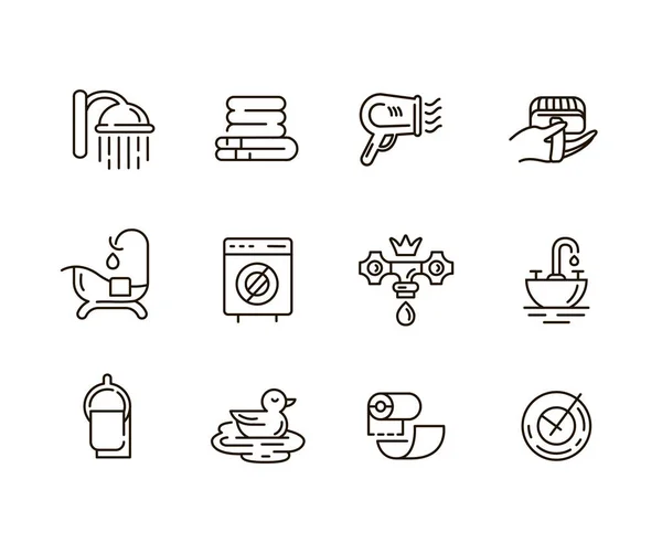 Wektor ikona i logo łazienka. Edytowalne Nakreśl kontury obrysu — Wektor stockowy
