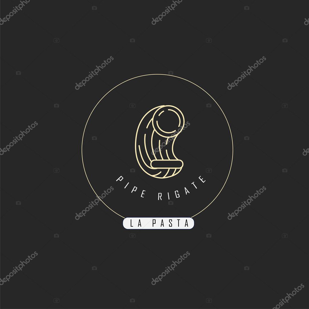 Vector icon and logo for italian pasta or noodles. Editable outline stroke size. Line flat contour, thin and linear design. Simple icons. Concept illustration. Sign, symbol, element.
