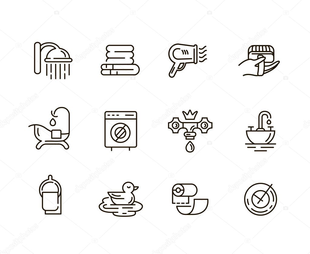 Vector icon and logo of bathroom. Editable outline stroke