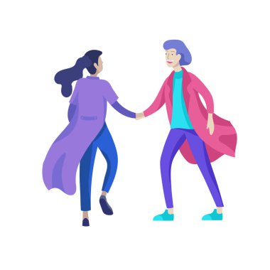 Vektör insanlar karakter sonbahar ya da kış giysileri sokakta yürüme