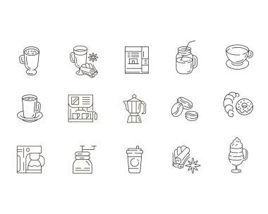 Vektör simgesi ve kahve yapma ekipmanları için logo