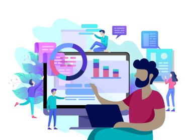 İş, ofis işçi analiz kavramı vektör çizim