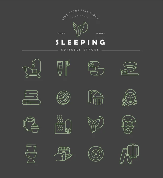 Icône vectorielle et logo pour dormir. Taille de trait modifiable . — Image vectorielle