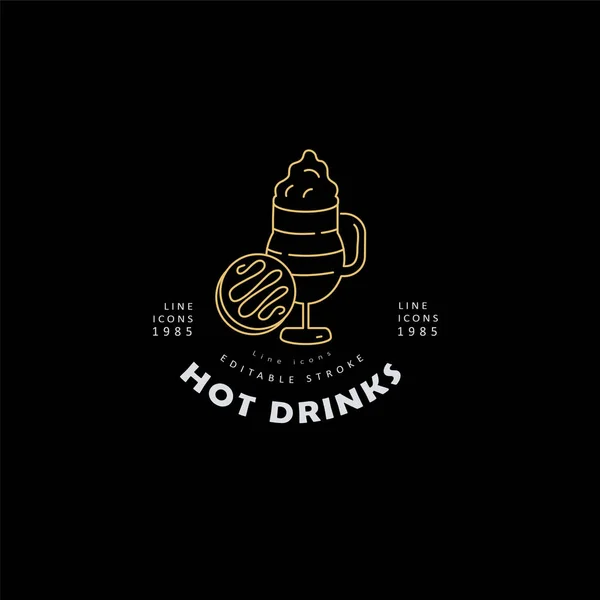 Ícone de vetor e logotipo bebidas quentes para o tempo frio, Feliz Natal —  Vetores de Stock