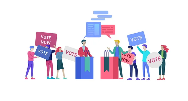 Concepto de votación y elección. Campaña pre-electoral. Promoción y publicidad del candidato . — Vector de stock