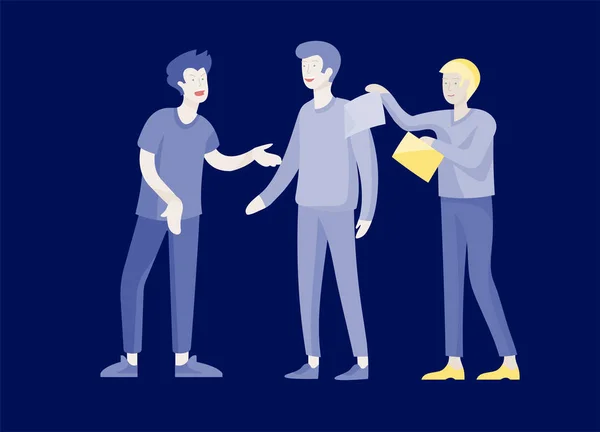 Hommes d'affaires serrant la main, étiquette d'affaires, concepts de fusion employés de bureau, commis ou gestionnaires parlant — Image vectorielle