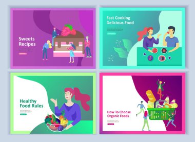 Küme sayfa şablonları insanlarla hangi yemek sağlıklı gıda, basit yemek tarifleri, iken, süpermarket, gıda teslim ve fast food ürünleri seçmek nasıl