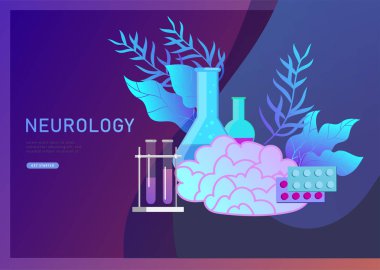 Nöroloji genetik kavramı. Düz stil küçük insanlar doktorların tıbbi takım çalışma, Dna oluşturmak yoluyla, Deoksiribonükleik asit araştırma. Beyin, yaratıcı zihin
