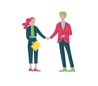 İşadamları el sıkışma, iş görgü kuralları, birleşme kavramları ofis çalışanları, katip veya konuşmak yöneticileri yapmak